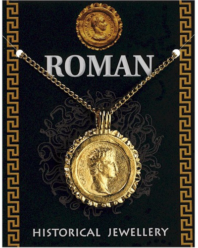 Caesar Gold Coin Flan Pendant - Gold Plated