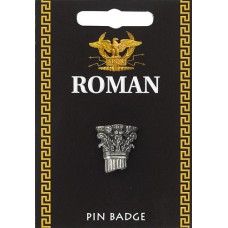 Roman Corinthian Column Pin Badge - Pewter