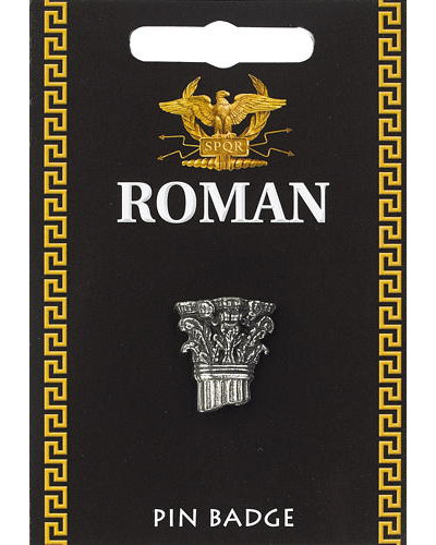 Roman Corinthian Column Pin Badge - Pewter