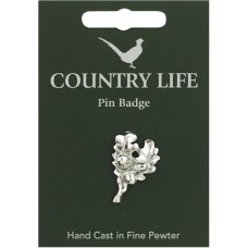 Country Life Acorn Leaf Pin Badge - Pewter