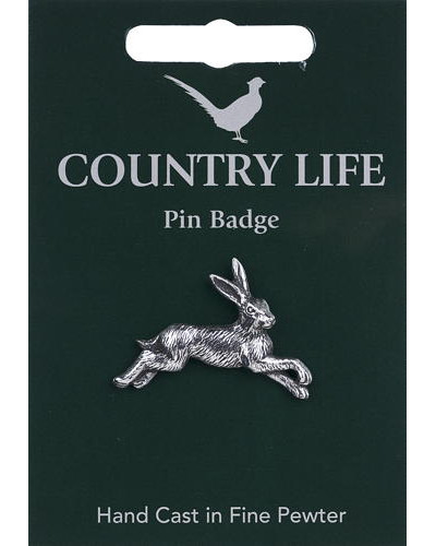 Country Life Hare Pin Badge - Pewter