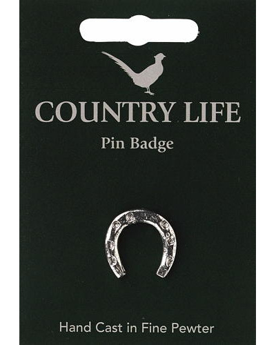 Country Life Horseshoe Pin Badge - Pewter