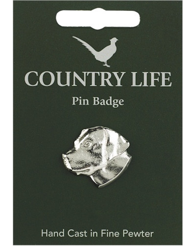 Country Life Labrador Head Pin Badge - Pewter
