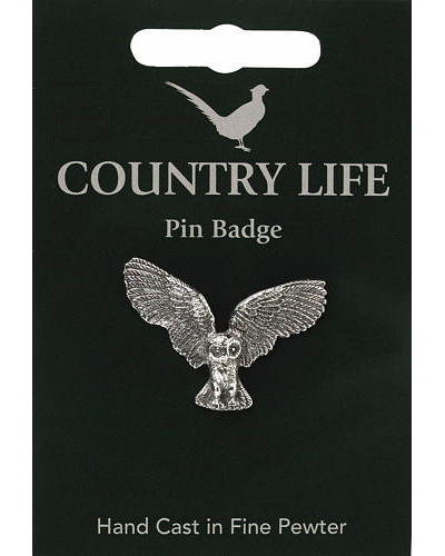 Country Life Owl Pin Badge - Pewter