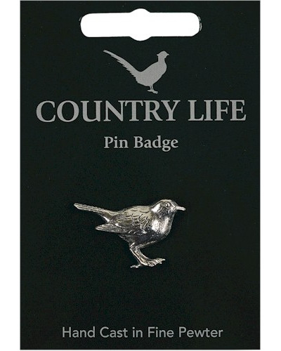 Country Life Robin Pin Badge - Pewter