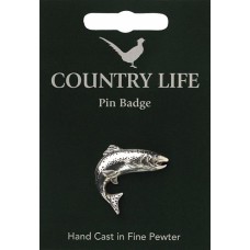 Country Life Salmon Pin Badge - Pewter