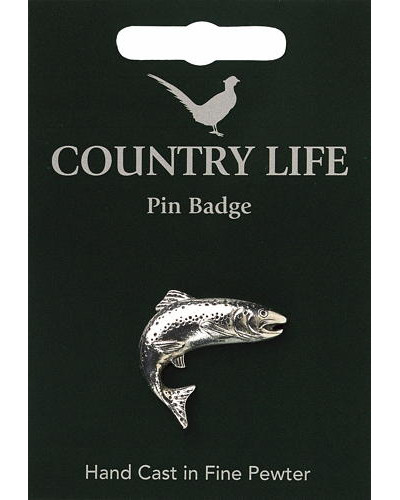 Country Life Salmon Pin Badge - Pewter