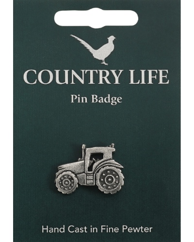 Country Life Tractor Pin Badge - Pewter