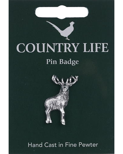 Country Life Whole Stag Pin Badge - Pewter