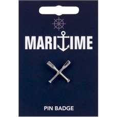 Crossed Oars Pin Badge - Pewter