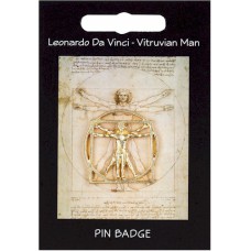 Da Vinci Vitruvian Man Pin Badge - Gold Plated