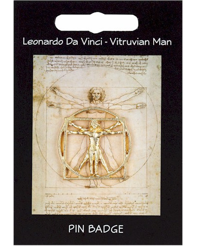 Da Vinci Vitruvian Man Pin Badge - Gold Plated