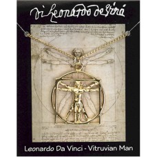 Da Vinci Vitruvian Man Pendant on Chain - Gold Plated
