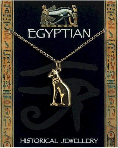 Egyptian Cat Pendant on Chain - Gold Plated