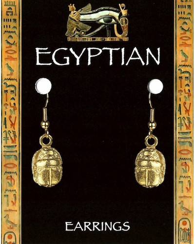 Egyptian Scarab Earrings - Gold Plated