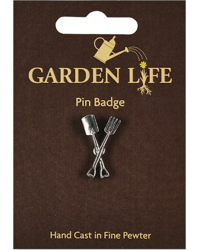 Crossed Pitchfork Pin Badge - Pewter