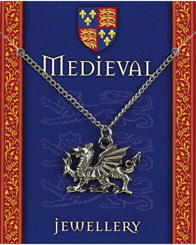 Heraldic Dragon Pendant on Chain - Pewter