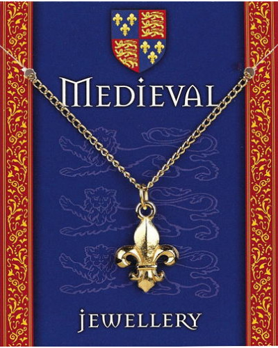 Heraldic Fleur de Lis Pendant on Chain - Gold Plated