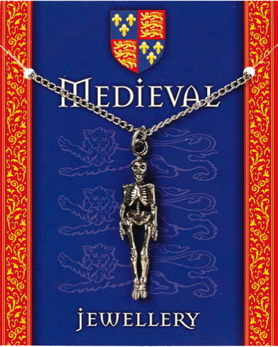 Heraldic Skeleton Pendant on Chain - Pewter