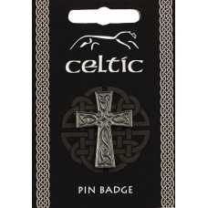 Celtic Interlaced Cross Pin Badge - Pewter
