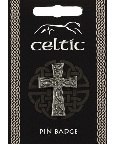 Celtic Interlaced Cross Pin Badge - Pewter