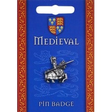 Medieval Jousting Knight Pin Badge - Pewter