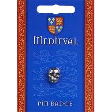 Medieval Skull Pin Badge - Pewter