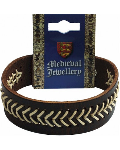 Medieval Stitched Leather Button Stud Bracelet (2 Designs)