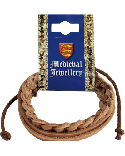 Medieval Brown Leather Plaited Bracelet