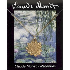 Monet Water Lily Pendant on Chain - Gold Plated