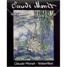 Monet Water Lily Pendant on Chain - Pewter