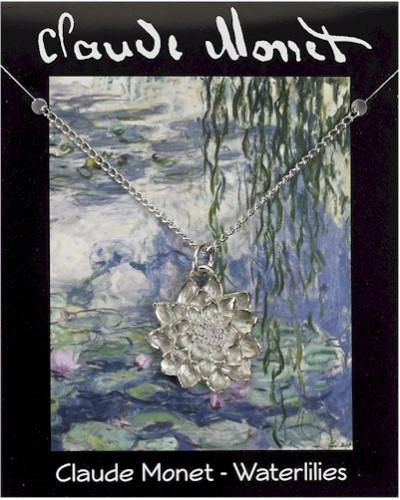 Monet Water Lily Pendant on Chain - Pewter