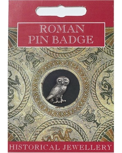 Roman Owl Pin Badge - Pewter