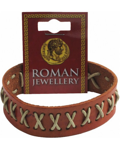 Roman Stitched Leather Button Stud Bracelet (2 Designs)
