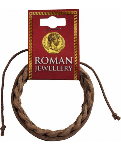 Roman Brown Leather Plaited Bracelet