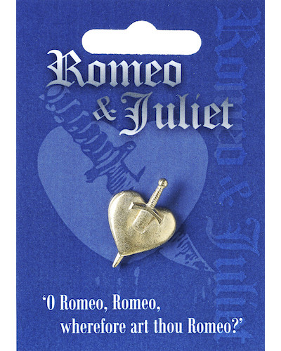 Romeo & Juliet Heart Pin Badge - Pewter