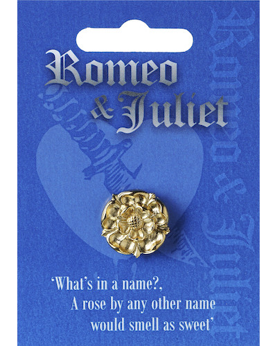 Romeo & Juliet Rose Pin Badge - Pewter