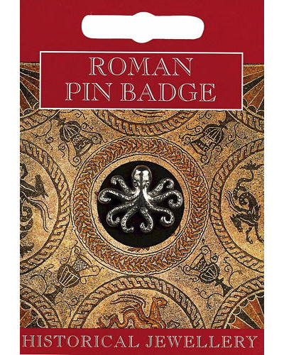 Roman Octopus Pin Badge - Pewter