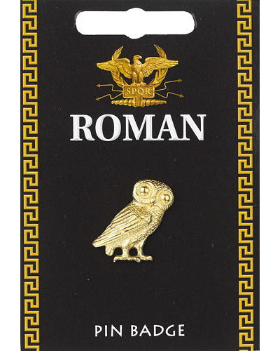 Large Roman Owl Pin Badge - Gold Plated