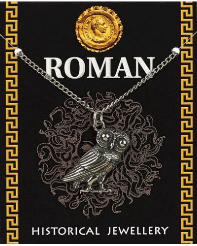 Large Roman Owl Pendant - Pewter