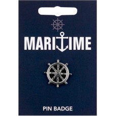 Ships Wheel Pin Badge - Pewter