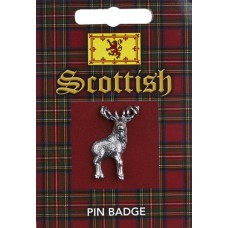 Scottish Whole Stag Pin Badge - Pewter