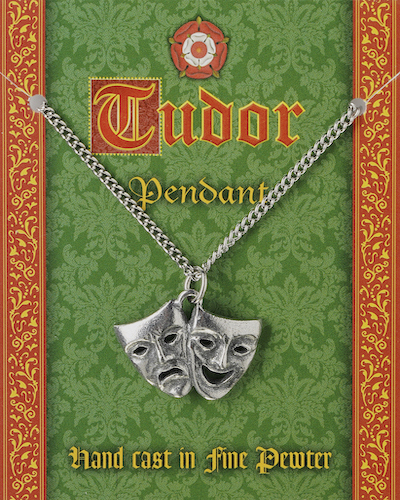 Tudor Theatre Mask Pendant - Pewter