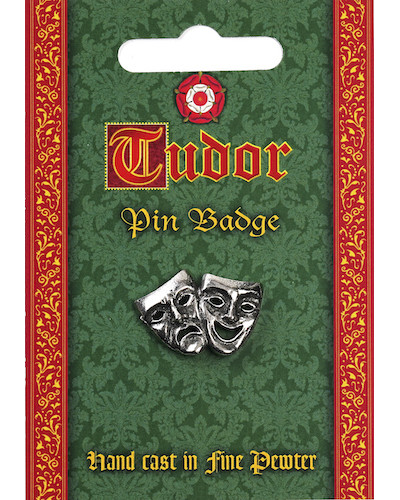 Tudor Theatrical Masks Pin Badge - Pewter