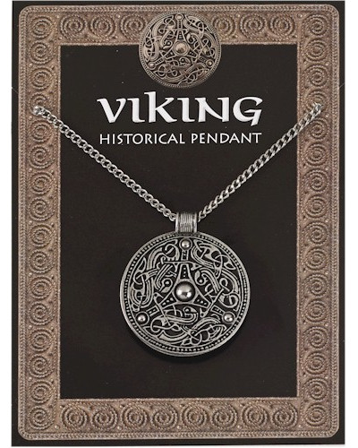 Viking Shield Pendant on Chain - Pewter