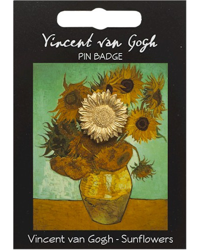 Van Gogh Sunflower Pin Badge - Gold Plated