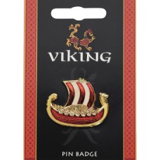 Viking Enamelled Ship Double Pin Badge