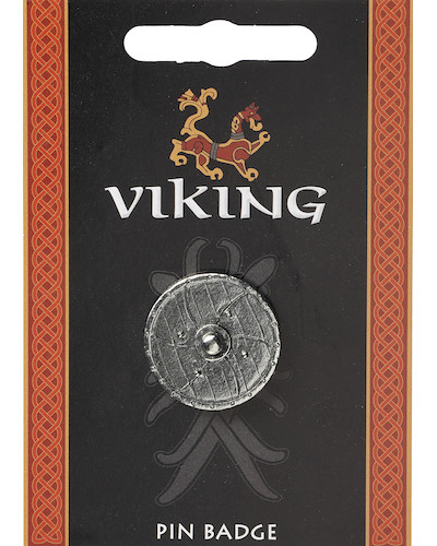 Viking Shield Pin Badge - Pewter
