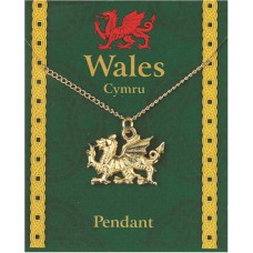 Welsh Dragon Pendant on Chain - Gold Plated