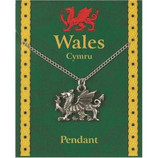 Welsh Dragon Pendant on Chain - Pewter
